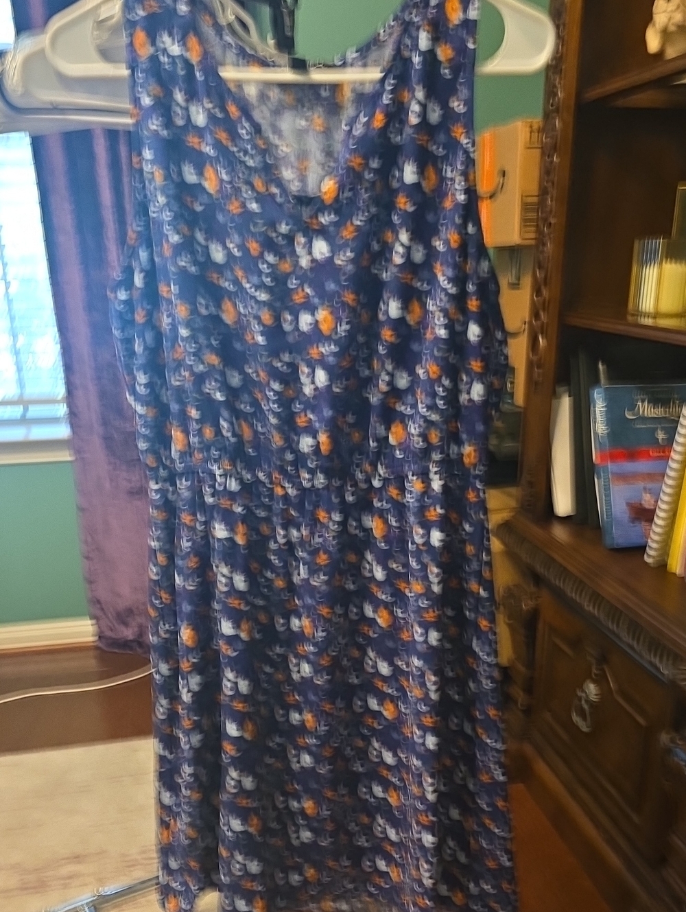 41 Hawthorn Navy Floral Midi Dress with Orange Accents